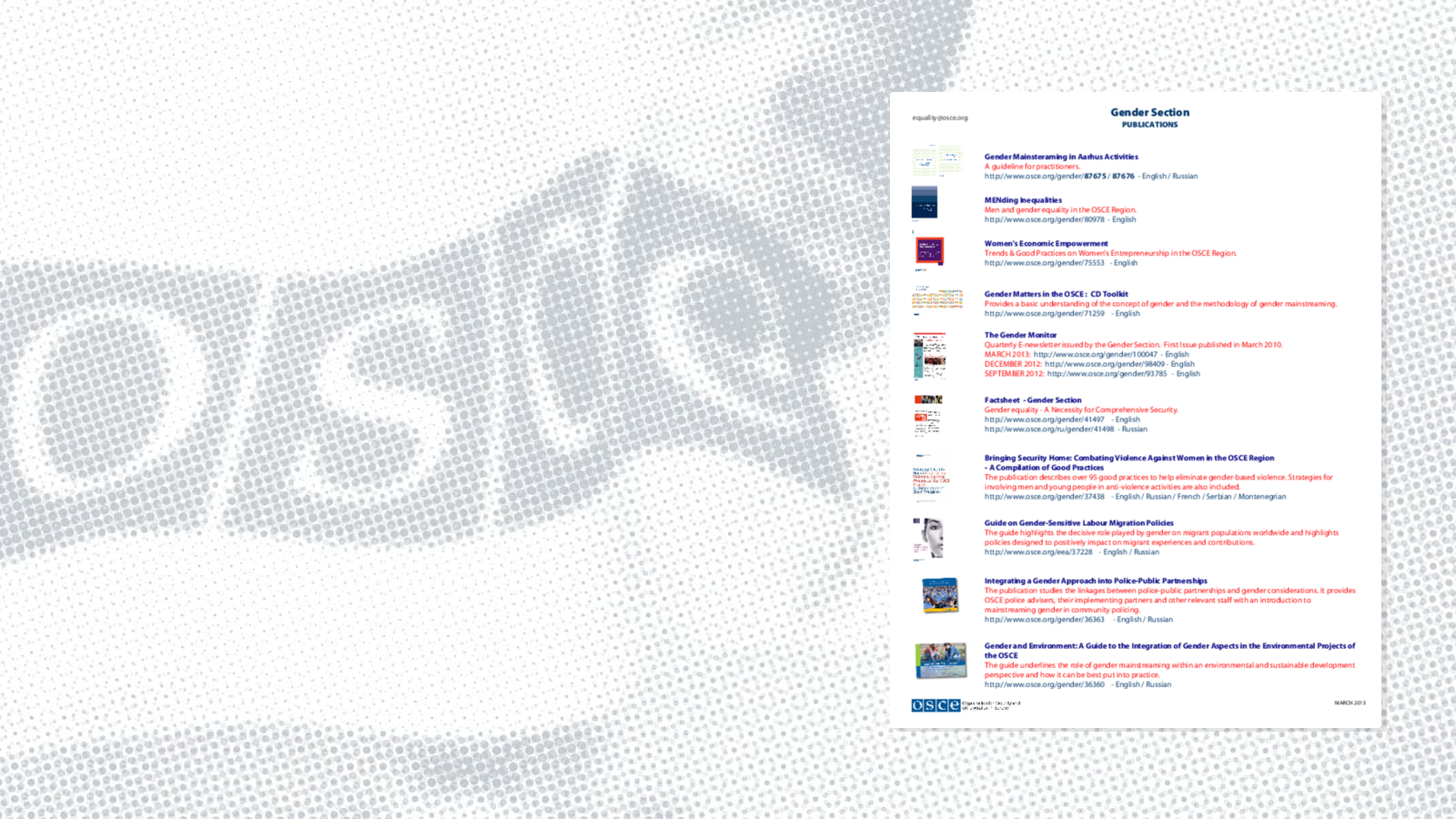 Publications by the Gender Section Publications by the Gender Section