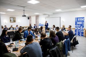 Claus Neukirch, Head of the Mission, told participants that the Model OSCE for Youth can also serve as a launching pad in their future diplomatic careers, Vadul-lui-Voda, Moldova, 26 September 2019.   (OSCE/Igor Schimbator)