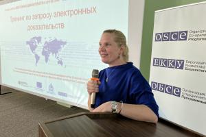 Eneli Laurits, an Estonian prosecutor, talks about mutual legal assistance requests for obtaining electronic evidence from service providers based abroad 

 (OSCE/Juraj Nosal)