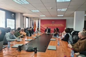 Participants of the Cross-regional Workshop "Wildfire Management for Enhancing Climate Resilience and Security" visit the Crisis Management Center, Skopje, 6 December 2022. (OSCE/Victoria Romano) (OSCE)