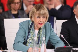 OSCE Secretary General Helga Maria Schmid gives her opening address at the opening plenary session of the 2022 OSCE Ministerial Council, Łódź, 1 December 2022. 
 (OSCE)