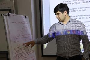 Participant of a training course on Introduction to Trafficking in Human Beings and its Forms, Dushanbe, 30 September 2019.  (OSCE/Farhod Nabiyulloev )