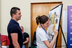 Operators of "102" emergency hotline are at a practical exercise to build skills of communicating with children at a training, organized by the OSCE in Uzhhorod on 6-9 June 2023.   (National Police of Ukraine)