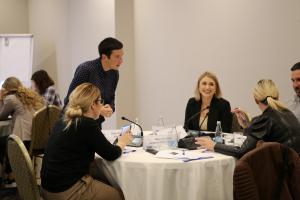 Participants of the OSCE training programme on preventing and countering violent extremism online through media and information literacy completing a practical exercise, Sarajevo, 1-2 November 2023

 (OSCE/Lusine Apresyan)