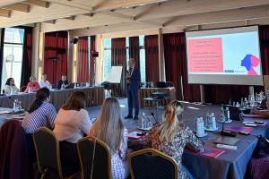 Participants at training session on gender-based violence through survivor engagement and theater play, Sarajevo, 29 April 2025.  (OSCE)