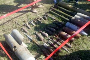 Explosive remnants of war, discovered by deminers of the State Special Transportation Service near Slovyansk, in eastern Ukraine. 7 April 2016.  (State Special Transportation Service of Ukraine)