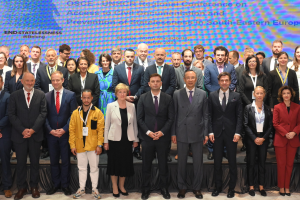 Participants attending the OSCE-UNHCR conference on preventing the statelessness and accessing the civil documentation in South-Eastern Europe, Skopje, 17 October 2023. (UNHCR)