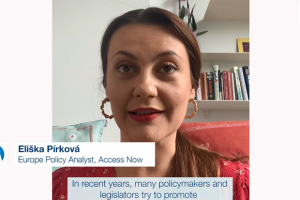 Eliška Pírková, Europe Policy Analyst at Access Now, is a human rights and policy expert. In her work, she focuses on online free speech and content regulation, as well as intermediary liability and the impact of artificial intelligence (AI) on fundamental rights. During the COVID-19 pandemic, she has worked on recommendations on how to defend free expression while fighting misinformation. Ms. Pírková is one of the experts of the RFoM project on the impact of AI on freedom of expression. In this video, she explains how the impact of AI on free speech becomes even more visible during the COVID-19 pandemic. (OSCE)