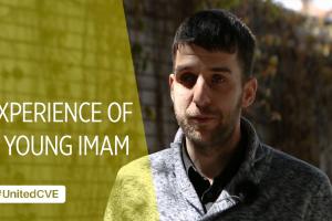 Cover image for the "Experience of a young Imam" video. (OSCE)