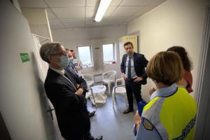 OSCE Special Representative for Combating Trafficking in Human Beings Valiant Richey visiting a facility used for training by Central Office for Combating Illegal Employment (OCLTI) in Arcueil, France, 30 June 2021. (OSCE)