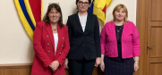OSCE Senior Adviser on Gender Issues, Lara Scarpitta, State Secretary of the Ministry of Internal Affairs of Moldova, Daniella Misail, and Special Representative of the OSCE Chairman-in-Office on Gender, Liliana Palihovici, meet in Chisinau, 27 January 2023. (Ministry of Internal Affairs of Moldova)