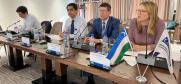 Representatives from the OSCE and the Law Enforcement Academy of the Republic of Uzbekistan during discussions on building capacities of Central Asia to educate criminal justice actors on cybercrime
 (OSCE/Juraj Nosal)