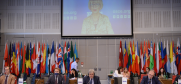 The OSCE Secretary General Helga Maria Schmid speaking at the OSCE Mediterranean Partners Group Meeting, Vienna, 30 May 2022.
 (OSCE/Micky Kroell)