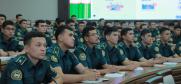 Cadets of the Academy of the Ministry of Internal Affairs of the Republic of Uzbekistan following the OSCE webinar on malware and ransomware in Tashkent, 1 June 2023  (Press Service of the Academy of the Ministry of Internal Affairs of the Republic of Uzbekistan)