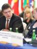 Former ODIHR Director Janez Lenarčič (l) speaks to Martina Feeny, Deputy Head of the Permanent Mission of Ireland to the OSCE (c) and Maria Grazia Giammarinaro, OSCE Special Representative and Co-ordinator for Combating Trafficking in Human Beings (r), at the start of the three-day Human Dimension Seminar on ways to strengthen the rule of law to combat trafficking in human beings. Warsaw, 14 May 2012. (OSCE/Piotr Markowski)