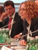 (L-r) Beata Martin-Rozumiłowicz, the Head of ODIHR’s Elections Department and Ambassador Janez Lenarčič, the Director of ODIHR, listen as Radmila Šekerinska, Former Deputy Prime Minister for European Integration of the former Yugoslav Republic of Macedonia, delivers the keynote speech at the Supplementary Human Dimension Meeting on Democratic Elections and Election Observation, Vienna, 12 July 2012. (OSCE/Thomas Rymer)