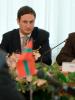 Ambassador Erwan Fouéré, the Special Representative of the OSCE Chairperson-in-Office for the Transdniestrian settlement process, alongside James C. O'Shea of the Permanent Mission of Ireland to the OSCE, at a meeting with the political leadership in Tiraspol, 2 February 2012.  (OSCE)