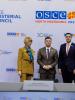 OSCE Secretary General Helga Maria Schmid, OSCE Chairman-in-Office, Minister of Foreign Affairs of North Macedonia Bujar Osmani, and Maltese Minister of Foreign Affairs and upcoming Chairperson-in-Office, Ian Borg at the 30th OSCE Ministerial Council, Skopje, 1 December 2023. (OSCE)