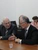 Merab Beridze, Rector of Samtskhe-Javakheti University (l), and Tamaz Marsagishvili, Deputy Minister of Education and Science of Georgia (r), attend a kick-off meeting to launch a long-term project to support the implementation of Georgia’s State Strategy for Civic Equality and Integration, Tbilisi, 16 May 2017. (OSCE/Centre for Civil Integration and Inter-ethnic Relations)
