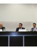 (from right to left) Head of OSCE Mission to Skopje Clemens Koja, Foreign Minister Nikola Dimitrov, Prime Minister Zoran Zaev, OSCE High Commissioner on National Minorities Lamberto Zannier and the Head of EU Delegation Office in Skopje Samuel Žbogar address international conference ‘Towards the Concept of One Society and Inter-culturalism’, supported by the OSCE Mission to Skopje. Skopje, 3 October 2019. (OSCE/Mirvete Islam)