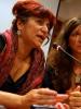 Elena Gorolova (l) from the Group of Roma Women Harmed by Sterilization addresses participants at an event to highlight discrimination against Romani women in access to health care as Gabriela Hrabanova, Policy Co-ordinator at the European Roma Grassroots Organisations Network, listens, Warsaw, 26 September 2012. (OSCE/Shiv Sharma)