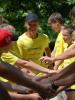 A team-building exercise at a summer camp for children at risk of being trafficked, organized by the OSCE Project Co-ordinator in Ukraine, Kherson, 25 June 2008. (ILO-IPEC/Anna Lukanina)