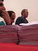 Polling station officials organize ballots into piles in Bolnisi, at the last election in Georgia on 2 November 2003 (OSCE/Cliff Volpe)