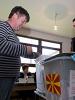 A voter casts his ballot at a polling station in Petrovec during the second round of Skopje's presidential and municipal elections on 5 April 2009. (OSCE/Eberhard Laue)