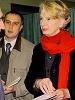 Head of the OSCE/ODIHR Election Observation Mission to Belarus, Amb. Audrey Glover (right), meets the chairperson of an election commission in Minsk during parliamentary elections, 17 October 2004. (OSCE)