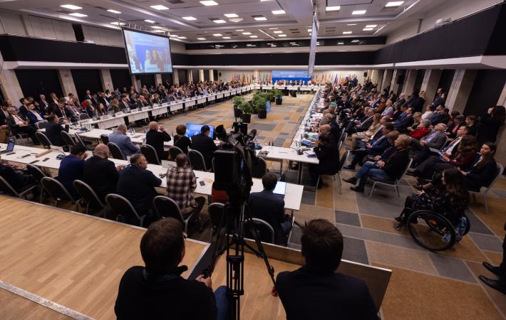 Participants at the opening session of the 2025 Warsaw Human Dimension Conference, Warsaw, 6 October 2025. (OSCE/Piotr Dziubak)