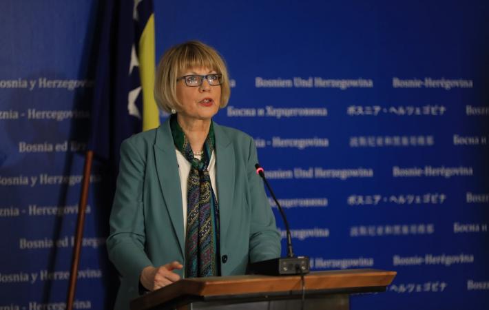 The OSCE Secretary General Helga Maria Schmid inaugurates the Third Review Conference on the Elimination of Gender-Based Violence in Sarajevo, Bosnia and Herzegovina. (OSCE)