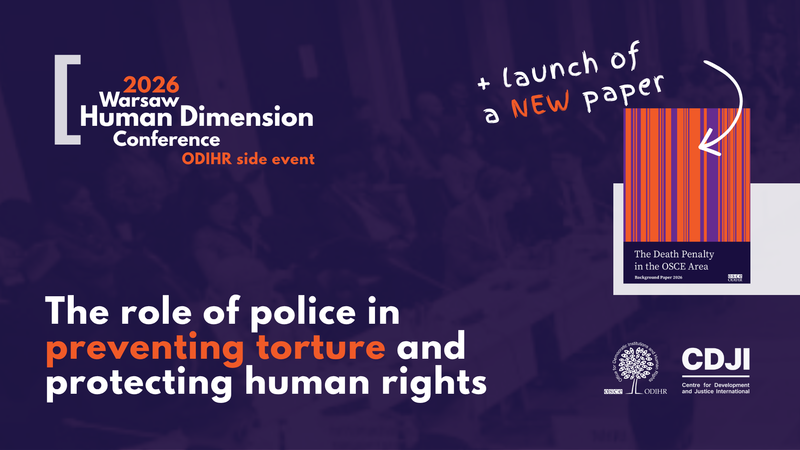 2026 Warsaw Human Dimension Conference promo, featuring new paper launch on police roles in preventing torture and human rights.
