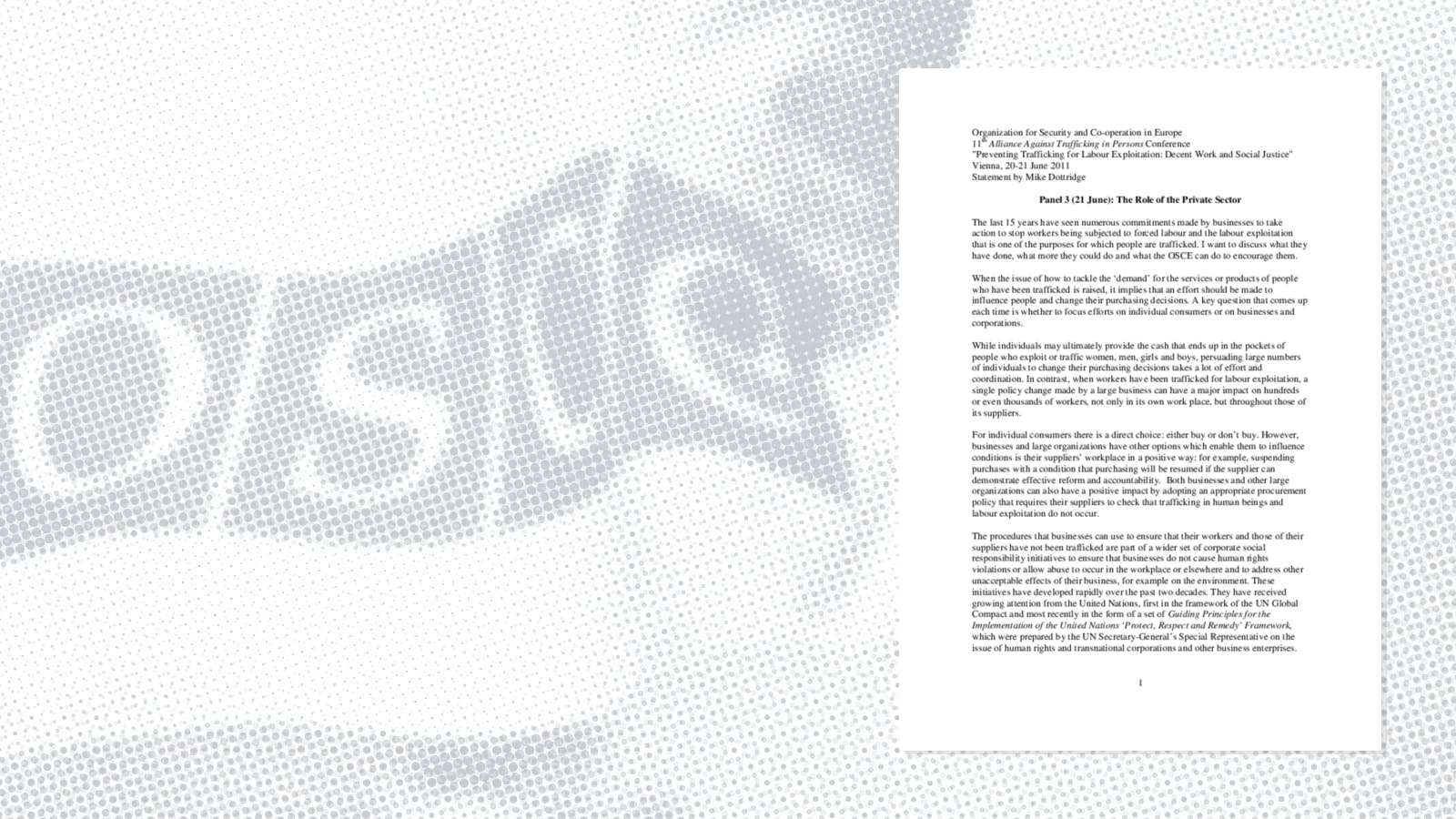 Segment 2 - Panel 3: Speech by Mike Dottridge Segment 2 - Panel 3: Speech by Mike Dottridge