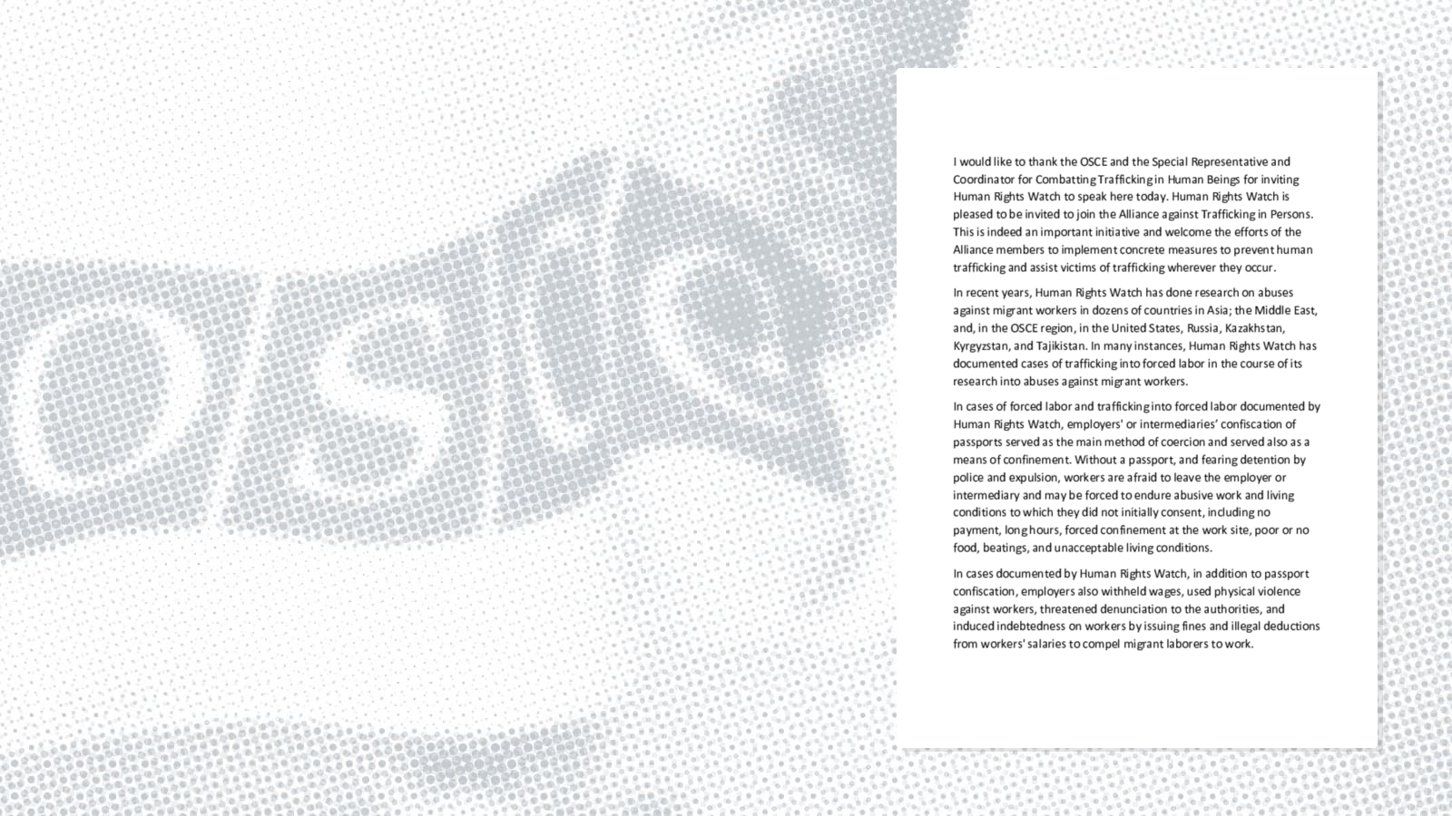 Segment 2-Panel 2: Speech by Jane Buchanan, Human Rights Watch Segment 2-Panel 2: Speech by Jane Buchanan, Human Rights Watch