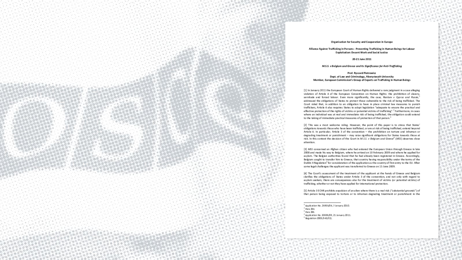 Speech by Prof. Ryszard Piotrowicz Speech by Prof. Ryszard Piotrowicz