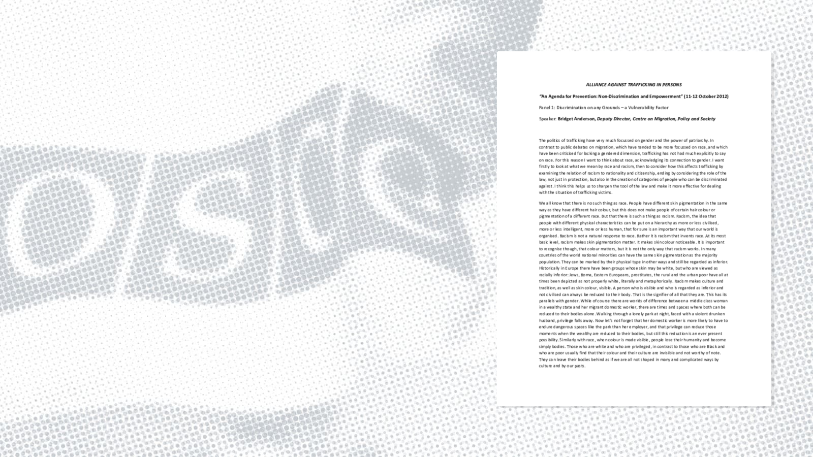 Panel 1: Speech by Bridget Anderson, Deputy Director, Centre on Migration, Policy and Society Panel 1: Speech by Bridget Anderson, Deputy Director, Centre on Migration, Policy and Society