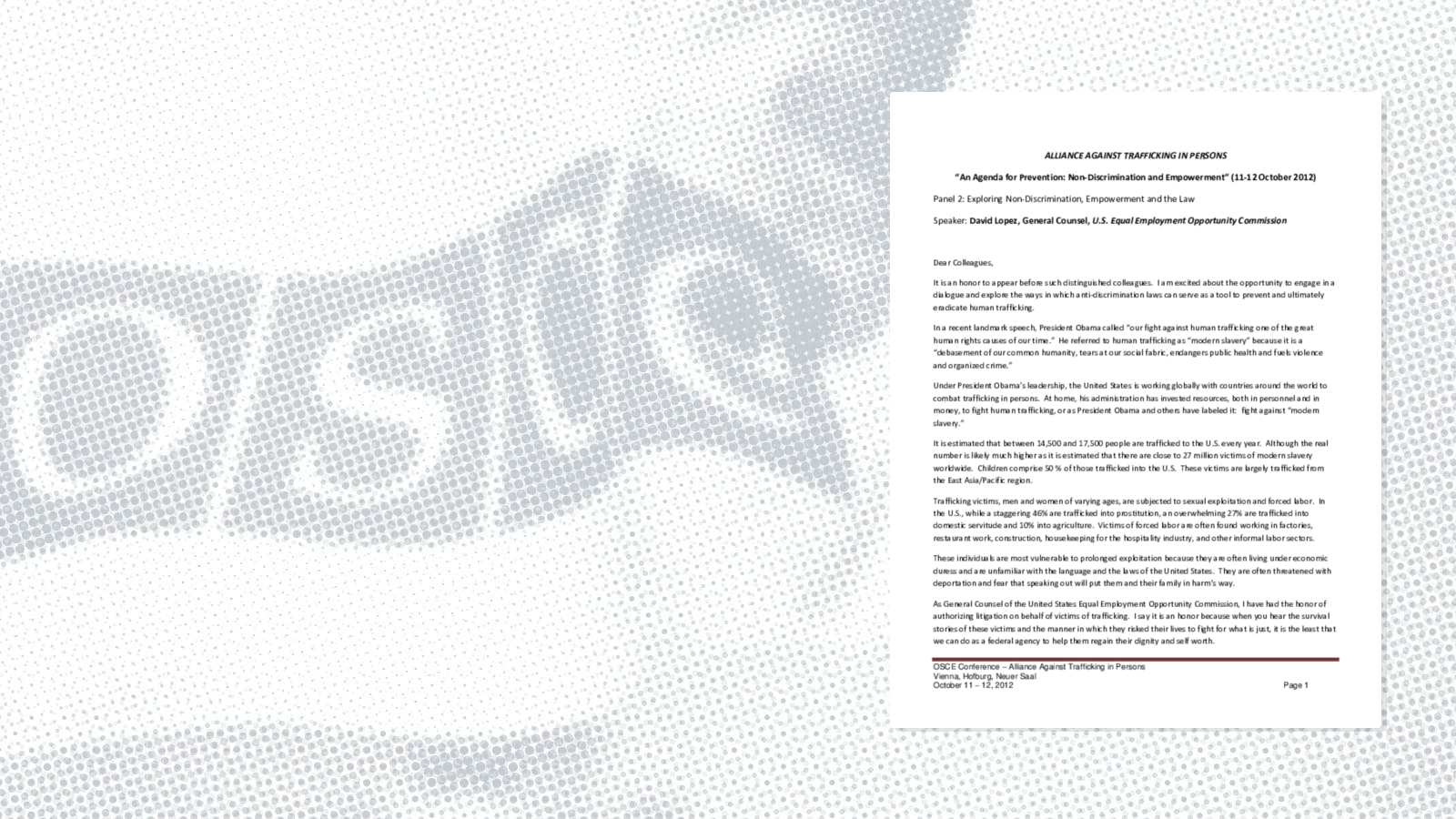 Panel 2: Speech by David Lopez, General Counsel, U.S. Equal Employment Opportunity Commission Panel 2: Speech by David Lopez, General Counsel, U.S. Equal Employment Opportunity Commission