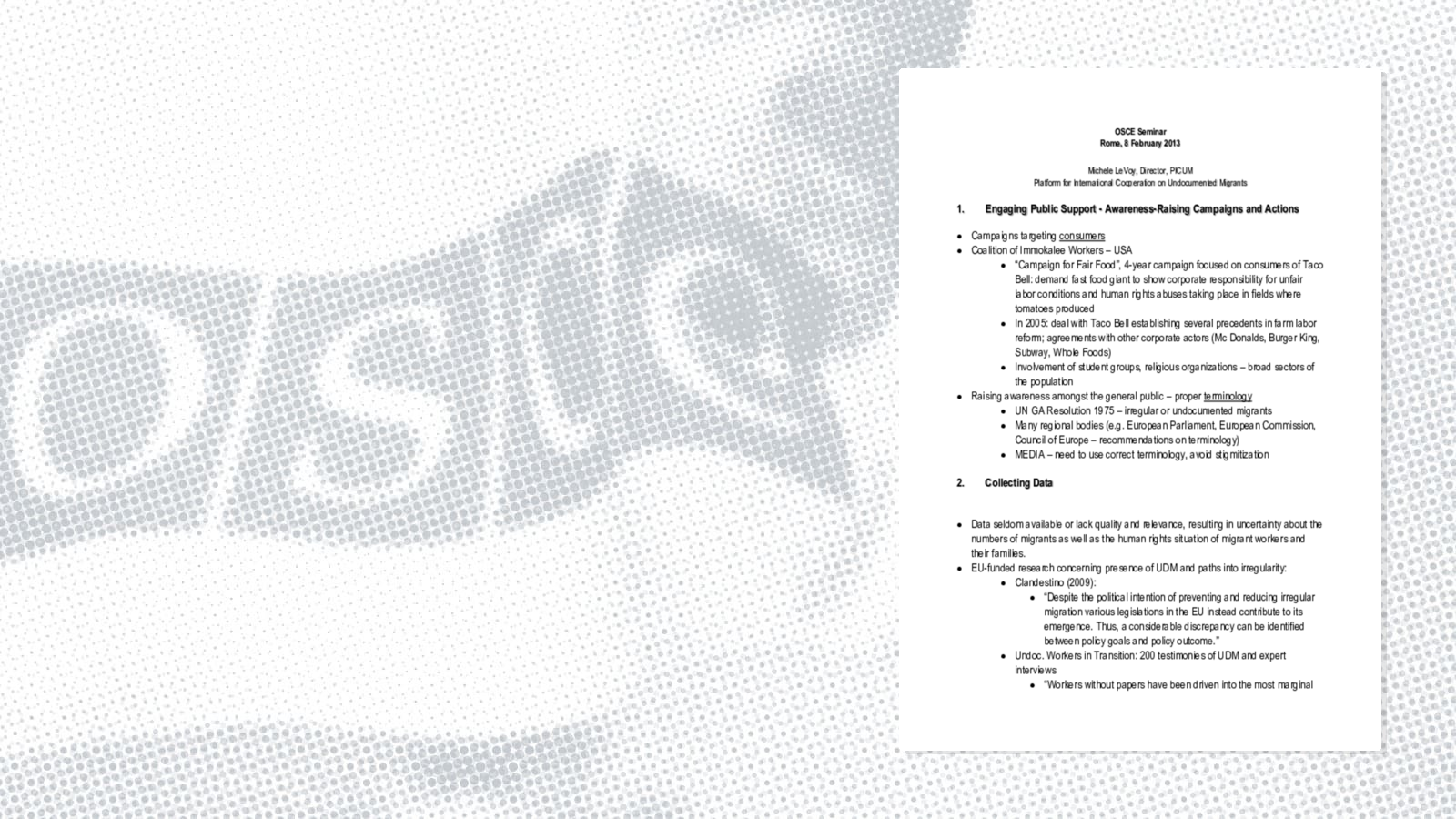 Remarks by Michele LeVoy