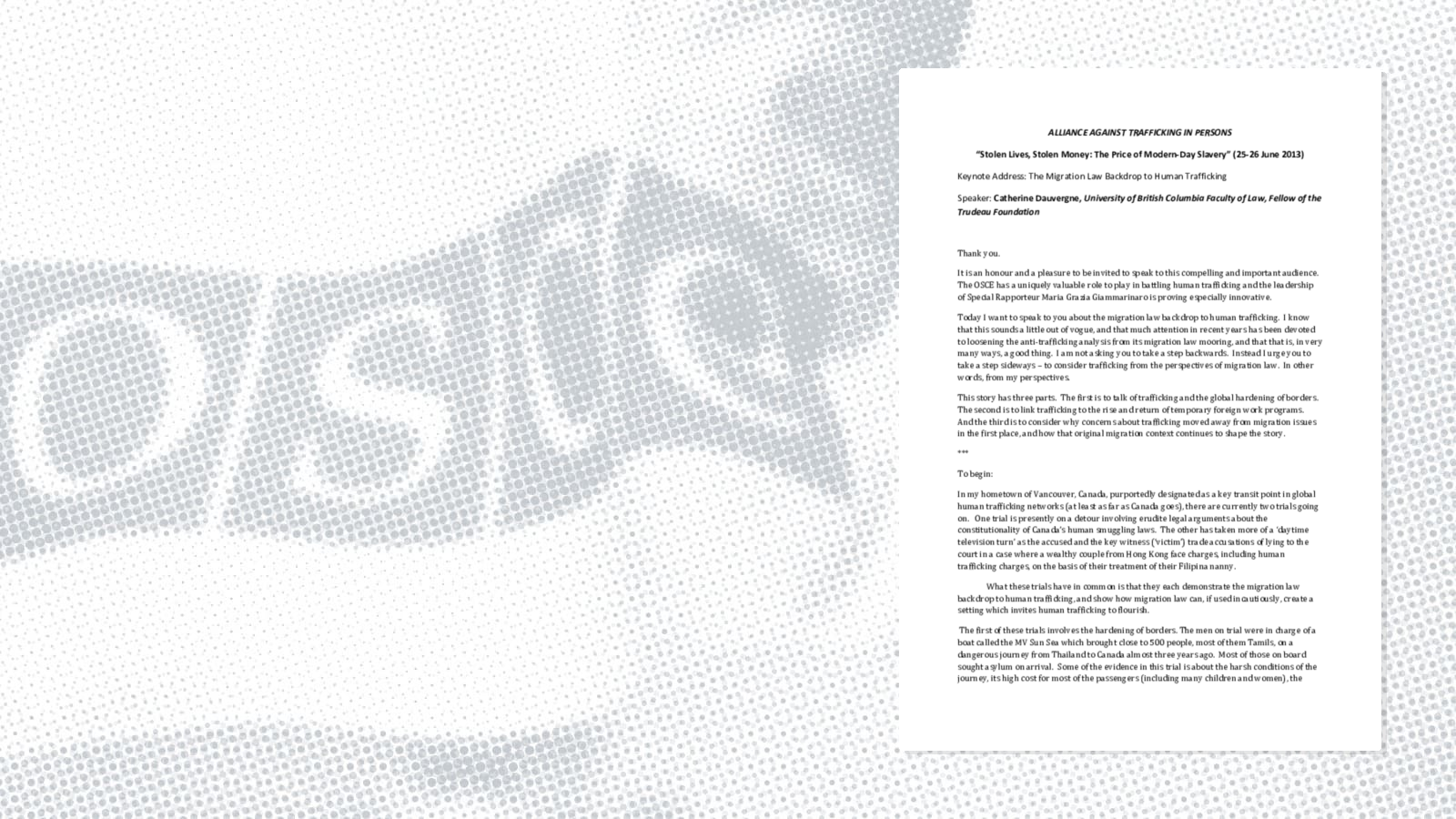 Keynote Address by Catherine Dauvergne, University of British Columbia Faculty of Law, Fellow of the Trudeau Foundation