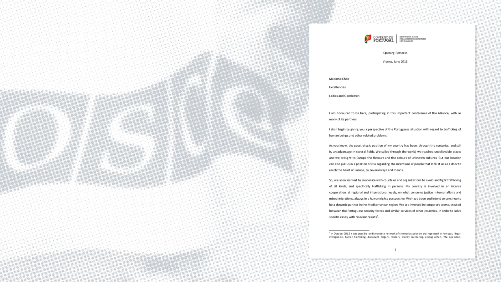 Opening Remarks by Teresa Morais, Secretary of State for Parliamentary Affairs and Equality, Portugal