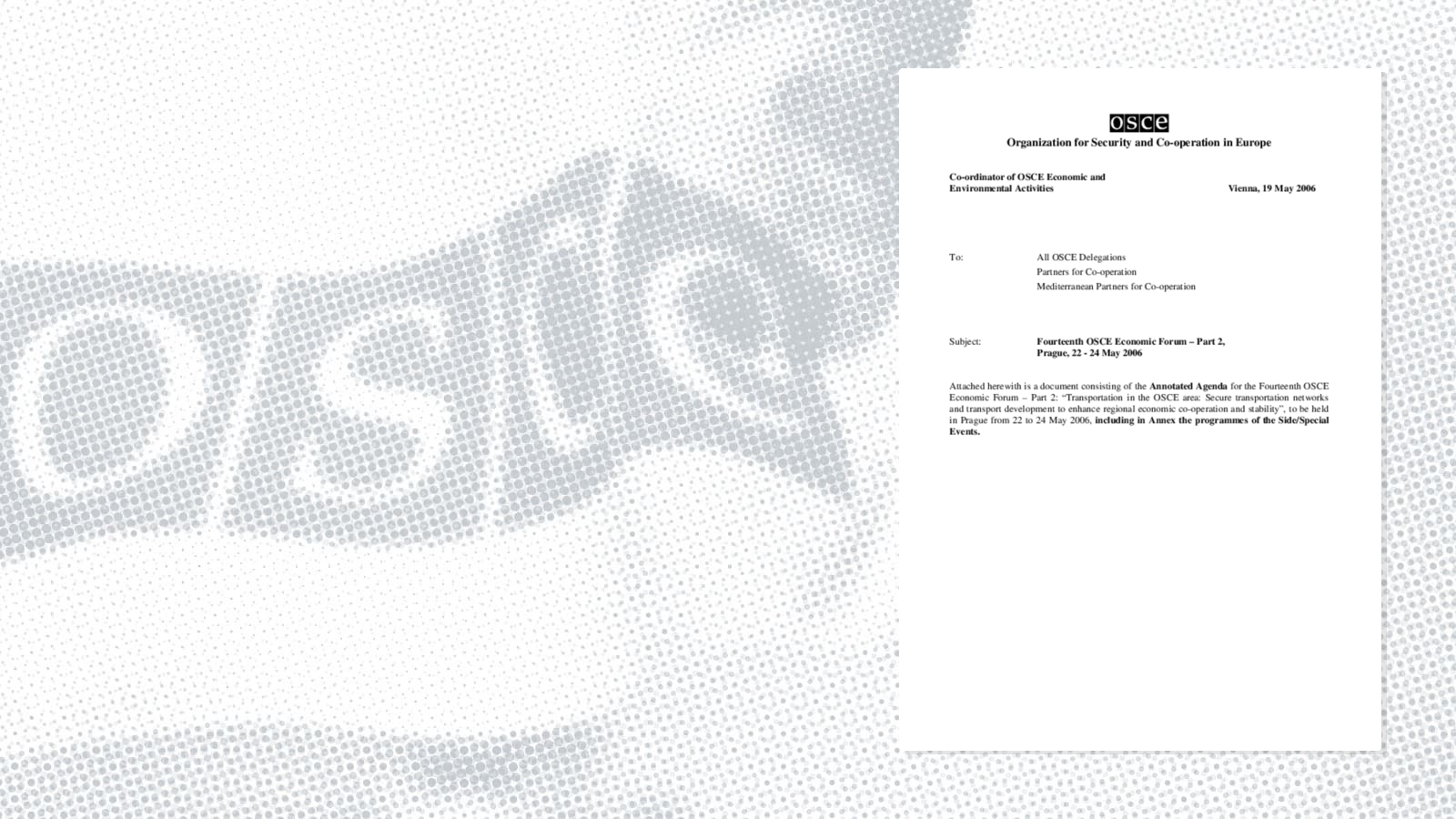 Annotated agenda for the 14th OSCE Economic Forum - part two