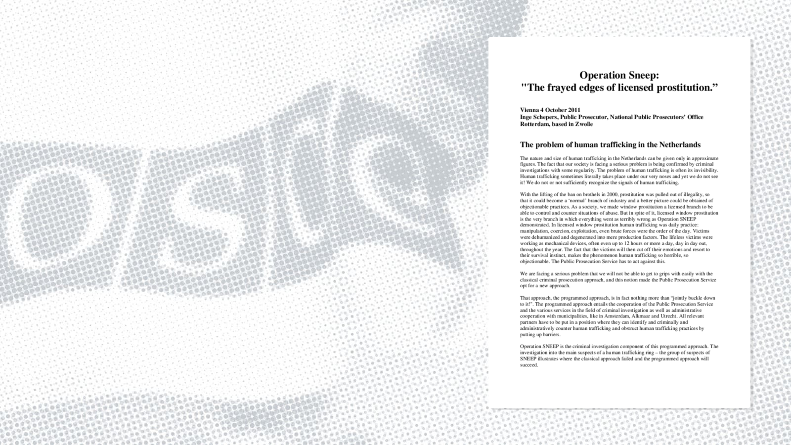 Presentation by Inge Schepers, National Prosecutor Human Trafficking, Netherlands