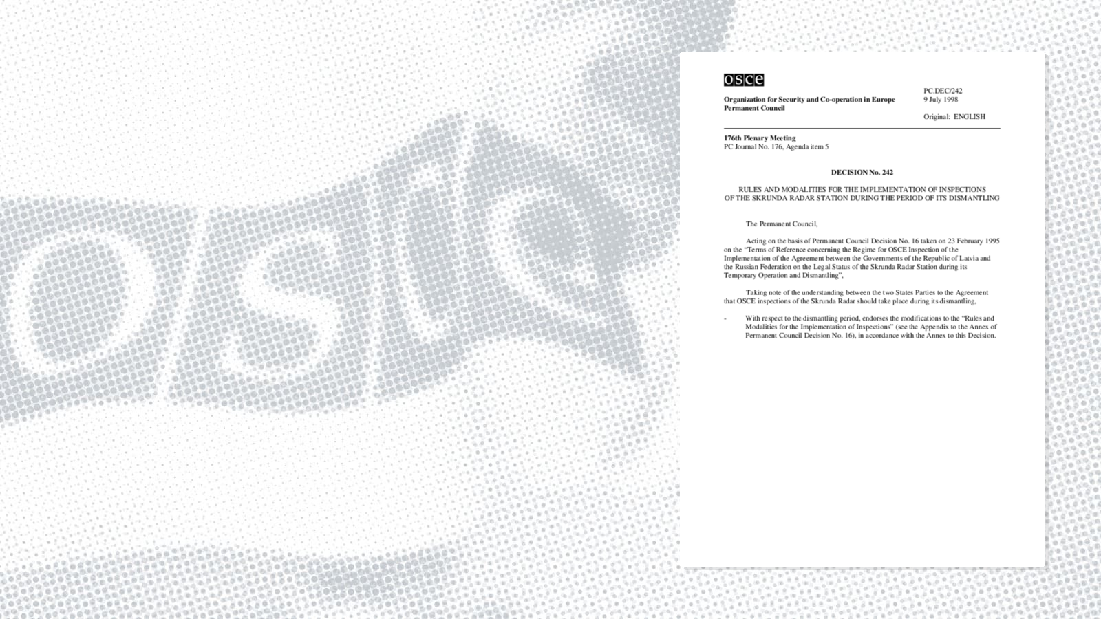 Permanent Council Decision No. 242 Permanent Council Decision No. 242