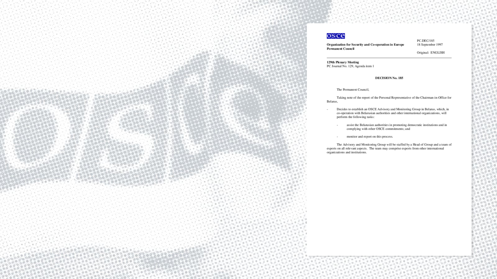 Permanent Council Decision No. 185