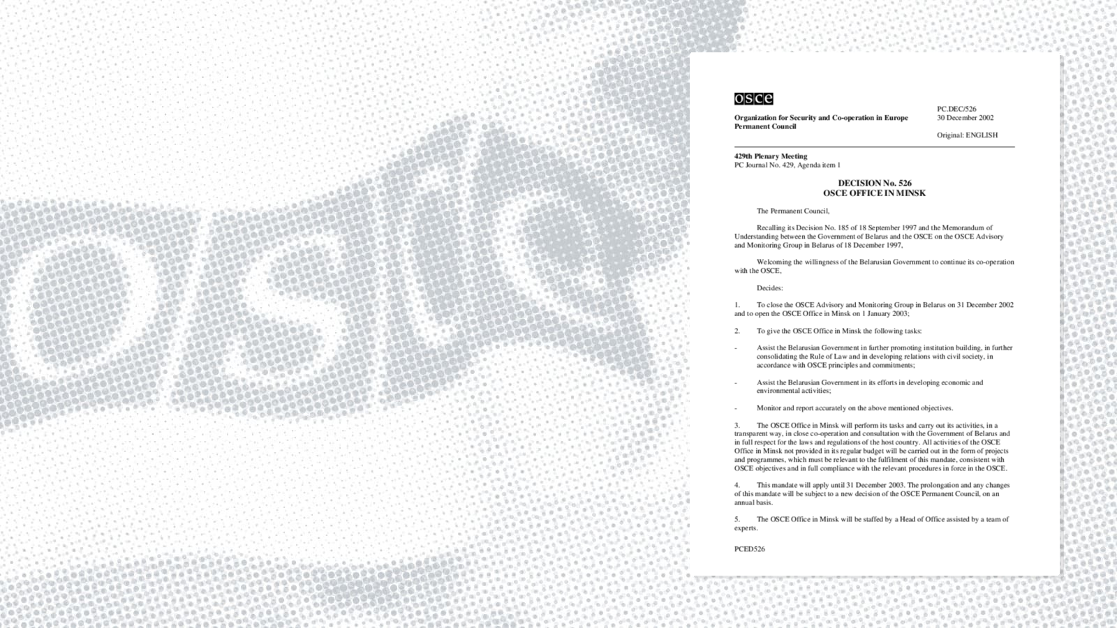 Permanent Council Decision No. 526 Permanent Council Decision No. 526