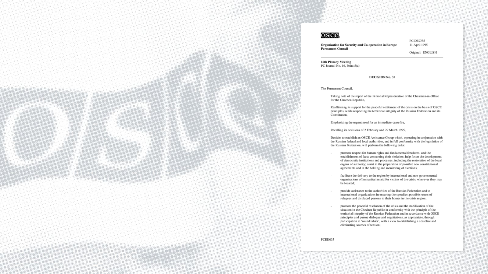 Permanent Council Decision No. 35 Permanent Council Decision No. 35