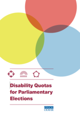 Colorful overlapping circles above text: "Disability Quotas for Parliamentary Elections."