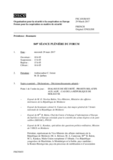 Journal de la 849ème séance plénière du Forum