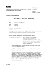 Giornale della 852a Seduta plenaria del Foro di cooperazione per la sicurezza