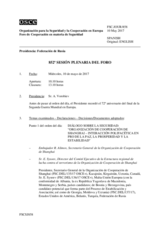 Diario de la 852ª Sesión plenaria del Foro de Cooperación en materia de Seguridad
